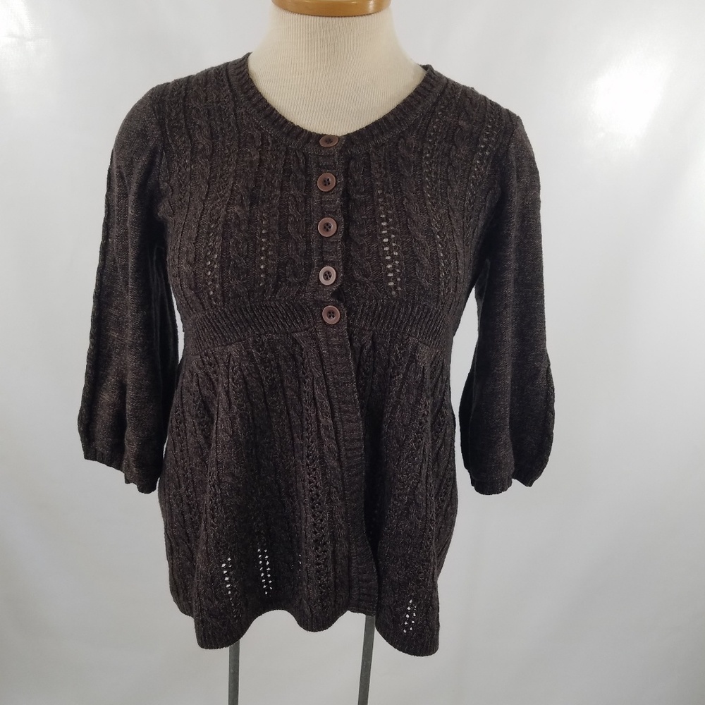 Brown Knit Maternity Cardigan